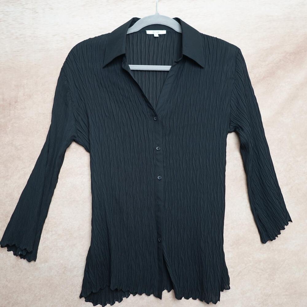 Nicola Crinkle Button Up Blouse Y2K Office Siren